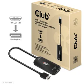 Club 3D HDMI + Micro USB auf DisplayPort 4K120Hz oder 8K30Hz St/B Adapter