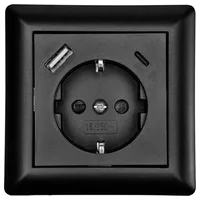 LEDmaxx USB2202 Schutzkontakt-Steckdose Schwarz