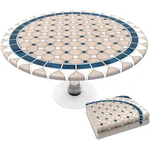 VOUNOT Tischdecke Outdoor Elastisch Rund Ø 120 cm Blau