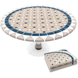 VOUNOT Tischdecke Outdoor Elastisch Rund Ø 120 cm Blau