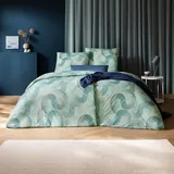 Estella Mako Interlock Jersey Bettwäsche Tobias mint Kissenbezug einzeln 40x80 cm - blau