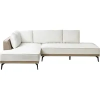 Ecksofa Stoff cremeweiß rechtsseitig modular MYKEN