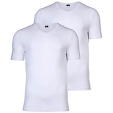 s.Oliver Herren T-Shirt, 2er Pack - Basic, V-Ausschnitt, einfarbig Weiß S