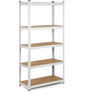 Humberg Regal Kellerregal Lagerregal Schwerlastregal mit Stahlgestell Metall Belastbar bis 875 kg 5 Ablagen 40 x 90 x 180 cm Weiß