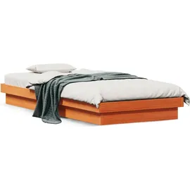 vidaXL Massivholzbett mit LED-Beleuchtung Wachsbraun 90x200 cm Kiefer