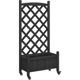 vidaXL Pflanzkübel mit Rankgitter und Rollen 60 x 30 cm Schwarz