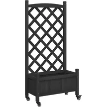 vidaXL Pflanzkübel mit Rankgitter und Rollen 60 x 30 cm Schwarz