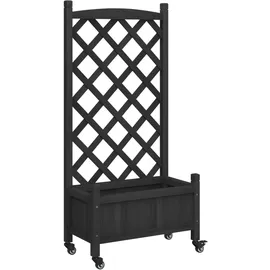 vidaXL Pflanzkübel mit Rankgitter und Rollen 60 x 30 cm Schwarz