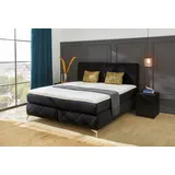 Jockenhöfer Gruppe Boxspringbett LEYLA, 180 x 200 cm, schwarz Samt, mit Zierkissen,