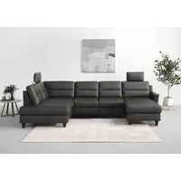 sit&more Wohnlandschaft SIT & MORE "Farö U-Form", grau (anthrazit), B:325cm H:90cm T:187cm, Sofas, Wohnlandschaft, inklusive Federkern, wahlweise mit Bettfunktion und Bettkasten