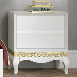 Wäschekommode in Weiß und Goldfarben italienischen Design