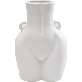 Kare Vase Donna, Weiß, Keramik Steingut glasiert, Unikat, handbemalt, Accessoire, Blumenvase, Dekovase, Vasenbehälter, 40cm