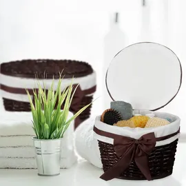 Relaxdays Korbset Aufbewahrungskorb 31 x 31 x 22 cm Braun