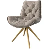 DeLife Esszimmerstuhl Taimi-Flex Mikrofaser Taupe Vintage Holzgestell kantig Natur,