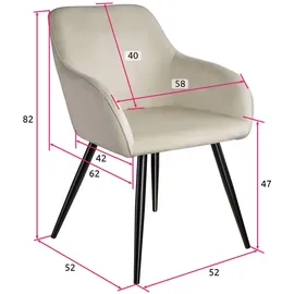 Tectake Marilyn 6 St. Samt creme/schwarz