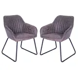 2x Esszimmerstühle Küchenstuhl BH140gr-2 Wohnzimmerstuhl Kunstleder Metall Grau