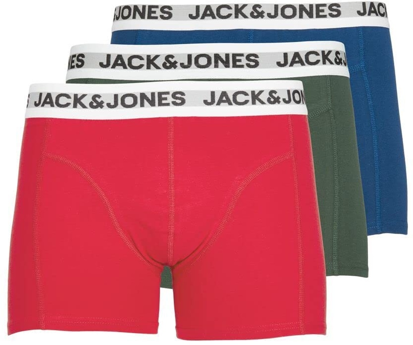 JACK & JONES Herren Boxershort JACRIKKI Trunks 3er Pack Rot Blau Grün S - XXL, Größe:XL, Farbe:Sycamore Estate Blue - Scarlet Smile 12228454