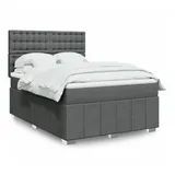 vidaXL Boxspringbett mit Matratze Dunkelgrau 140x200 cm Stoff