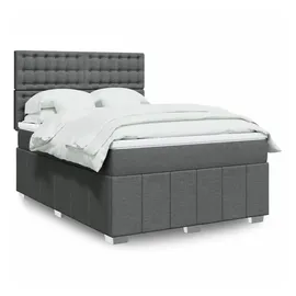 vidaXL Boxspringbett mit Matratze Dunkelgrau 140x200 cm Stoff