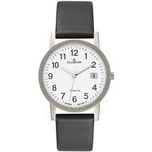 Dugena Unisex-Armbanduhr, Titangehäuse, Mineralglas, Lederarmband, 5 bar,