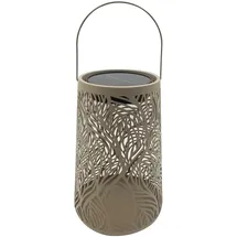 Dehner Laterne Kunststoff, Metall Ø20 x H32 cm Solarbetrieb, Dämmerungssensor, spritzwassergeschützt braun
