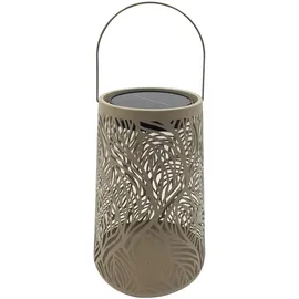 Dehner Laterne Kunststoff, Metall Ø20 x H32 cm Solarbetrieb, Dämmerungssensor, spritzwassergeschützt braun