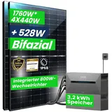 Campergold 1760W Balkonkraftwerk mit Speicher Komplettset Photovoltaikanlage All-In-One 8m2 inkl. 3,2 kWh Anker SOLIX Solarbank E1600 PRO Speicher