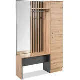 furn.design Garderobe Eiche und Anthrazit mit 3D-Lamellen mit Spiegel 122 cm 3-D Lamelle, industrial, Madem