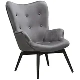 dynamic24 Sessel Grau Samt Relaxsessel Polstersessel Ohrensessel Loungesessel