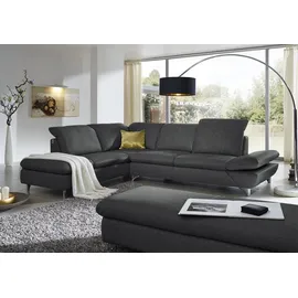 W.Schillig Eckcouch Leder 3-Sitzer Schwarz