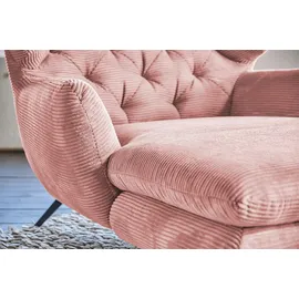 KAWOLA Relaxsessel CHARME Cord 130 x 95 x 160 cm Rosa mit Kissen