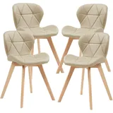 [en.casa] Esszimmerstuhl Älmhult Kunstleder Beige 4er Set