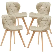 [en.casa] Esszimmerstuhl Älmhult Kunstleder Beige 4er Set
