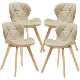 [en.casa] Esszimmerstuhl Älmhult Kunstleder Beige 4er Set