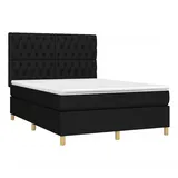 vidaXL Boxspringbett mit Matratze Schwarz 140x200 cm Stoff