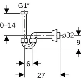 Geberit Rohrbogengeruchsverschluss 1 1/4"x32mm, f WT u Bi., Abg hor, PP, we