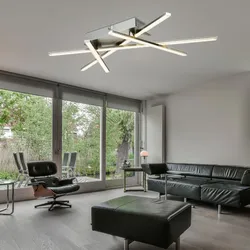 LED Deckenstrahler Deckenlampe Design 4 Stäbe Glitzerfolie Nickel Wohnzimmer Beleuchtung