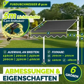 tillvex Klemmmarkise 300 cm grau