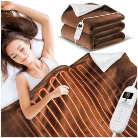Kesser KESSER® Heizdecke mit Abschaltautomatik Doppelseitig Elektrische Wärmedecke Kuscheldecke Bett, Sofa 9 Temperaturstufen waschbar bis 40°C mit Timer Digitalanzeige
