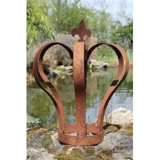 LB H&F Lilienburg Gartenstecker Gartendeko Rost Metall Krone Garten Deko Shabby Dekokrone rostig (Barock Lilie Vintage Dekofigur Landhaus Terrasse Balkon Pflanzkrone, Rankkrone Rankhilfe Edelrost ROSTKRONE) Metallkrone Gartenkrone Dekoration groß Sommer Rostdeko braun