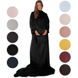 Blumtal weiche Decke mit Ärmeln und Fußtasche ... - Schwarz