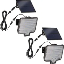 Oktaplex lighting Oktaplex 2er Set Ede Solar Außenstrahler mit Bewegungsmelder IP44 warmweiß 3000K Solar Wandleuchte außen anthrazit