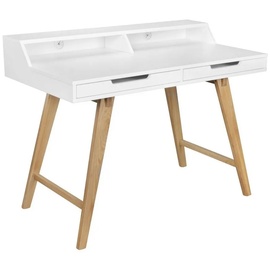 Wohnling Schreibtisch weiß rechteckig, 4-Fuß-Gestell eiche 110,0 x 60,0 cm