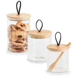 Zeller Vorratsglas mit Löffel und Bambusdeckel 320 ml 3 St.