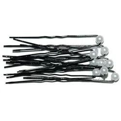 A & A Haarnadel Perle Nadel schwarz Perle weiß