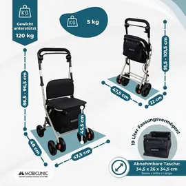 Mobiclinic Einkaufswagen mit Sitz Schwarz 21 L