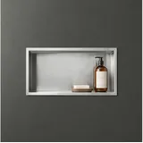 mai & mai Duschnische Bad Silber 30cm x 60cm x 8,3cm Wandnische befliesbar aus Edelstahl Duschregal einfache Montage