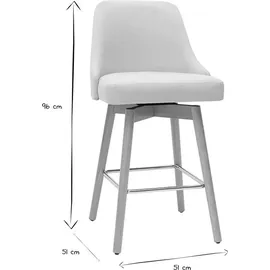 miliboo Skandinavische Barhocker aus beigem Stoff und massivem Buchenholz H65 cm (2er-Pack) Hasta
