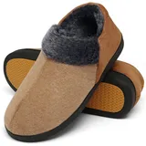 Mishansha Warme Hausschuhe Herren Winter Pantoffeln Herren Hausschuh Männer Memory Foam Slippers Geschlossen Fell Hauspantoffeln Siegel Braun,Gr.44 - 44 EU