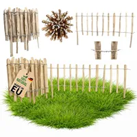 Floranica Staketenzaun aus Haselnuss mit Pfosten 35 cm hoch x 5 m Lattenabstand 8-10 Gartenzaun Holz Jägerzaun Teichzaun Bauernzaun